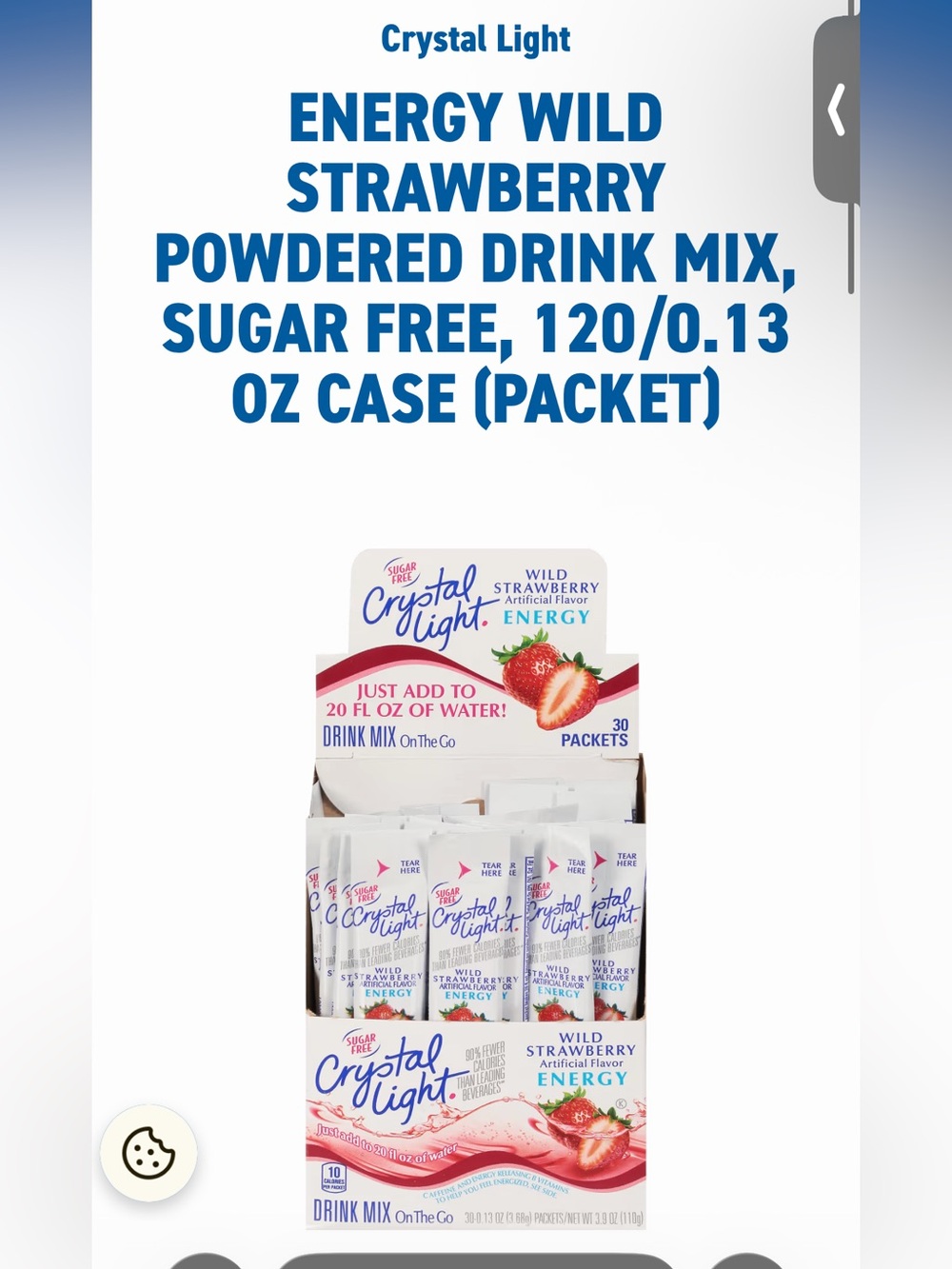 Crystal light peach tea and wild strawberry drink mix packets